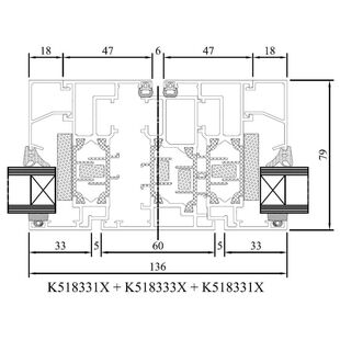 Drutex MB 70 HI Stulpfenster Profil Detailzeichnung