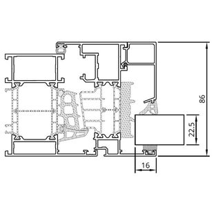Drutex MB-86SI Verglasung 22,5mm Stärke Detailansicht