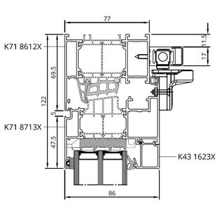 Drutex MB-86SI Parallel-Schiebe-Kipp-Tür Oben Detail