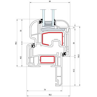 Gealan S 8000 - Renovation - Fenster Round-Line Flügel 5-Kammer - Flosse 40mm - 5507 8068
