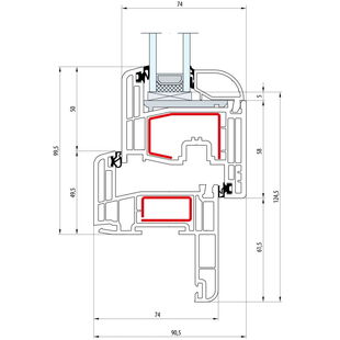 Gealan S 8000 - Renovation - Fenster Classic-Line Flügel 5-Kammer - Flosse 40mm - 5507 8092