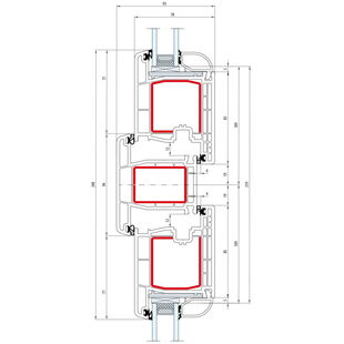 Gealan S 8000 Pfosten 94mm Terrassenflügel innen öffnend Classic-Line - 8040 - 8081