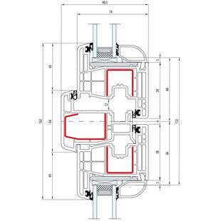 Gealan S 8000 Stulp 64mm Fenster Classic-Line Flügel 6-Kammer - 8080 8095