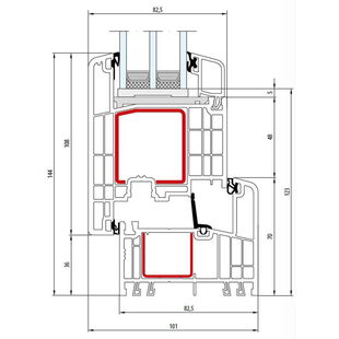 Gealan S 9000 Terrassenflügel außen öffnend Classic-Line 144mm - 6002 - 6033