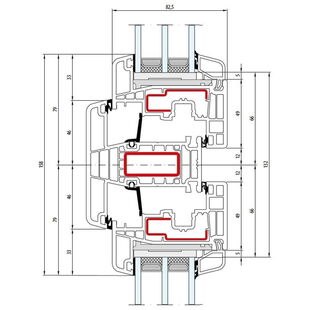 Gealan S 9000 Pfosten 92mm Fenster Classic-Line 67mm Lumaxx Flügel mit STV - 6050 - 6055