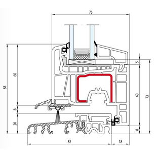 Streamline 76 Balkontürschwelle 20mm Classic-Line 80mm - 251 021