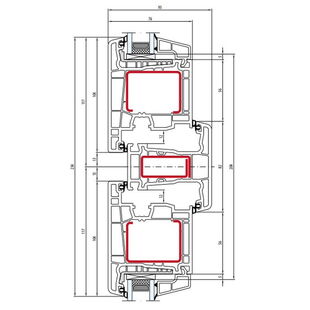 Salamander Streamline 76 Pfosten 82mm Terassentür außen öffnend Classic-Line - 252 120 - 351 030