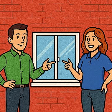 Fenster-Vergleich grün blau