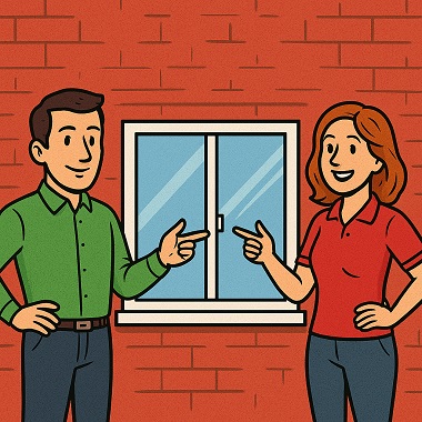 Fenster-Vergleich grün rot