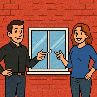 Fenster-Vergleich schwarz blau