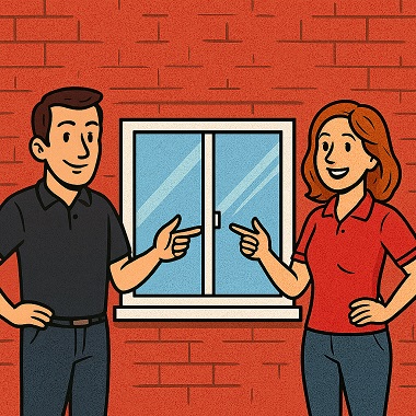 Fenster-Vergleich schwarz rot