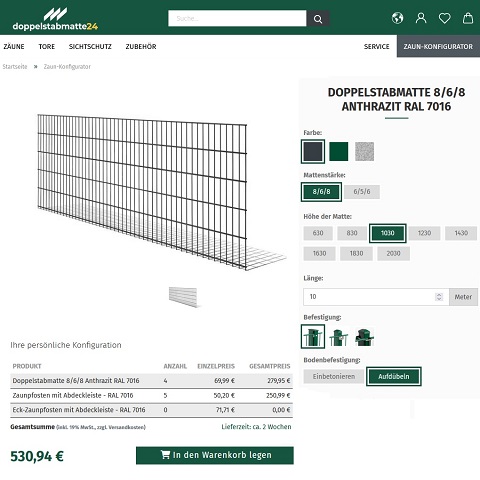 Zaun-Konfigurator bei doppelstabmatte24