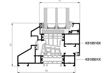 Aluminiumfenster MB-Ferroline technische Zeichnung