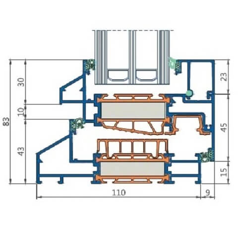 Alufenster Deceuninck Decalu 110 Steel Profilschnitt