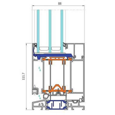 Alufenster Deceuninck Decalu 88 Door Profilschnitt