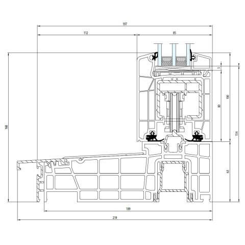 Kunststoffprofil Aluplast HST 85 Laufwaagen