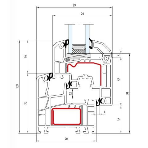 Kunststofffenster Aluplast IDEAL 5000 Slim Soft-Line technische Details