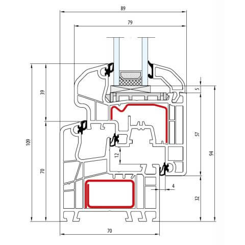 Kunststofffenster Aluplast IDEAL 5000 Slim Round-Line technische Details