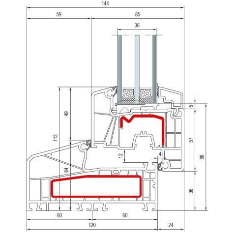 Kunststofffenster Aluplast IDEAL 7000 NL Technische Details
