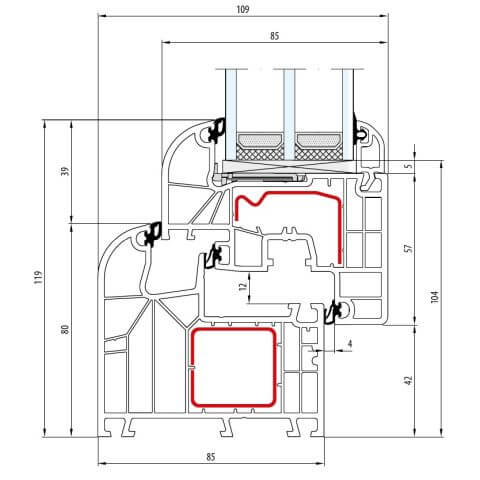 Kunststofffenster Aluplast IDEAL 8000 Round-Line technische Details