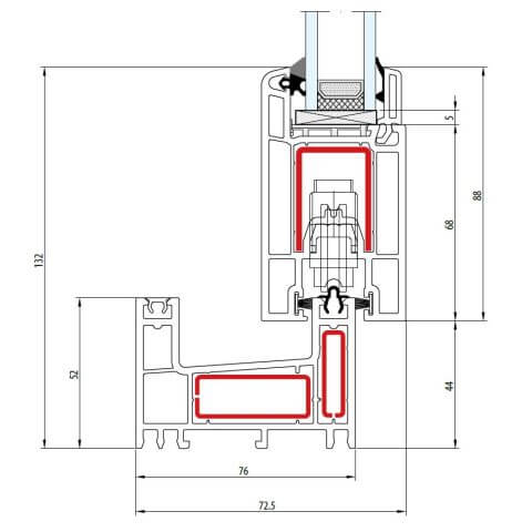 Fenster Salamander evolutionDrive SF Technische Zeichnung vertikal