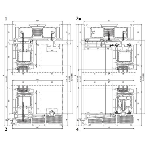 Technische Detail Schiebetür aluplast HST 85 Premium vertikal