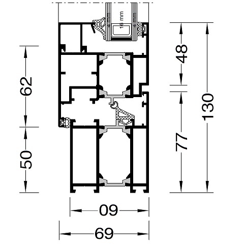 Alufenster MB-60 Profilschnitt