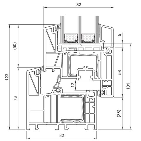 Kunststofffenster bluEvolution 82 MD Profilschnitt