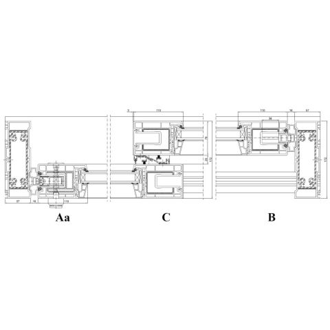 Technische Detail Schiebetür evolutionDrive HST 82 waagrecht