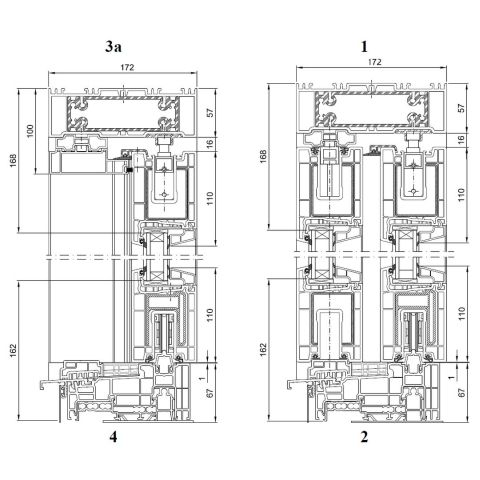 Technische Detail Schiebetür evolutionDrive HST 82 vertikal