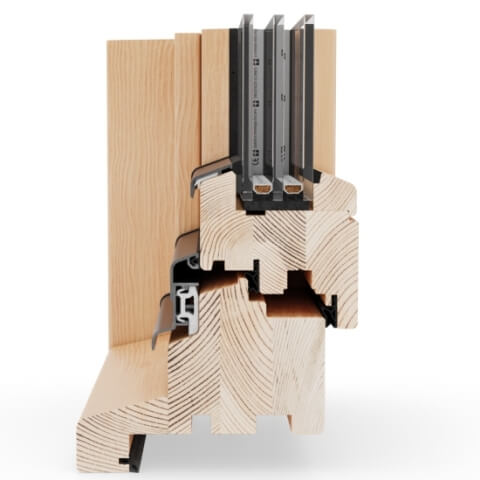 Holzfenster Nature 80 NL Blockprofil BLN - Schnitt