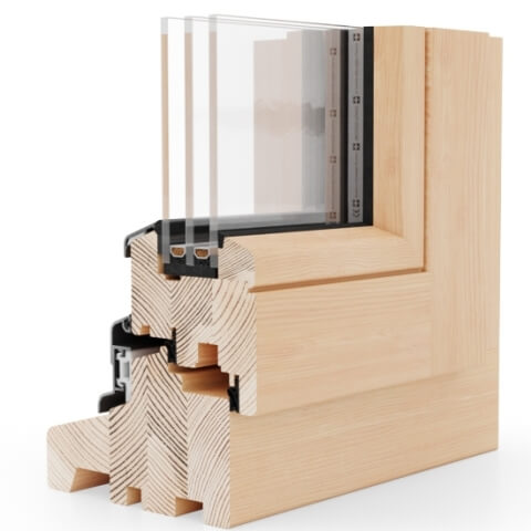 Holzfenster Nature 80 NL Blockprofil - innen