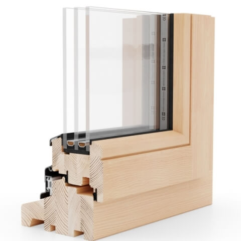 Holzfenster Nature 92 NL Blockprofil - innen