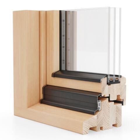 Holzfenster Nature 92 NL Blockprofil - außen