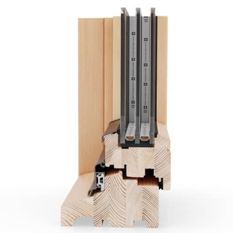 Holzfenster Nature 92 NL Blockprofil - Schnitt