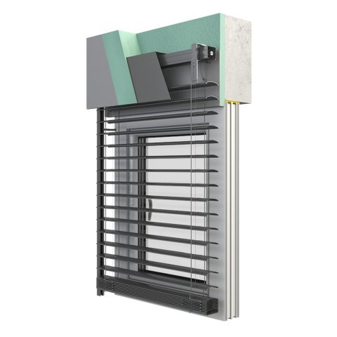 Buitenjaloezie Basic met lamellen in antraciet