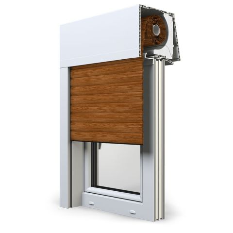 Aufsatzrollladen Exte Elite XT in Holz Dunkel