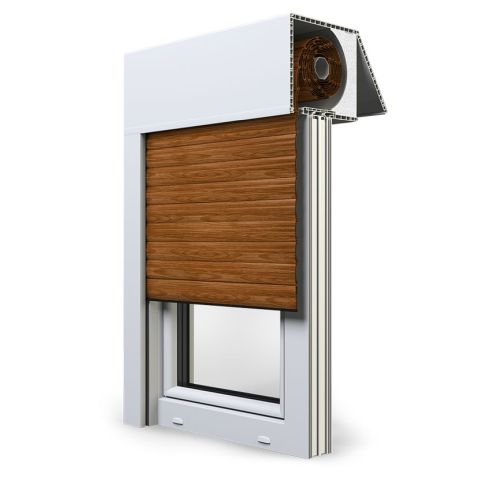 Aufsatzrollladen Exte Exakt in Holz Dunkel