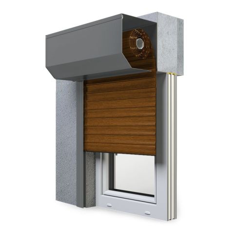 Vorbaurollladen SK 45 Grad in Golden Oak