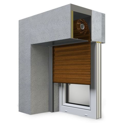 Vorbaurollladen SP-E Unterputz in Golden Oak