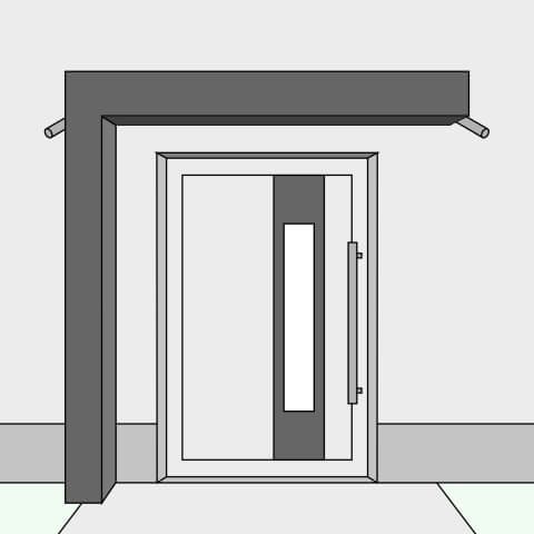 Vordach mit Seitenteil und Regenrinne in anthrazit