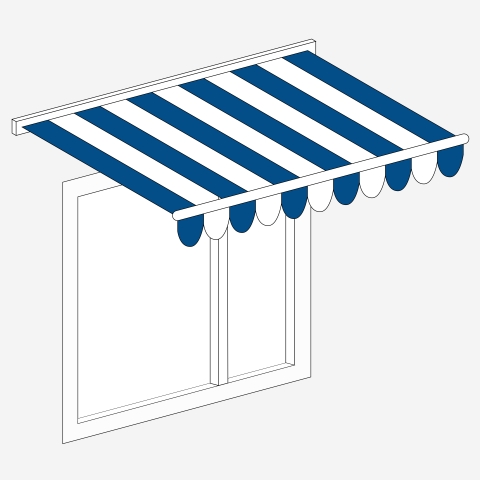 Markise mit Glasfront Blau-Weiss gestreift