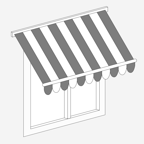 Markise groß Grau-Weiss gestreift