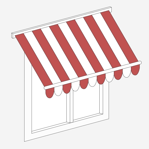 Markise groß Rot-Weiss gestreift