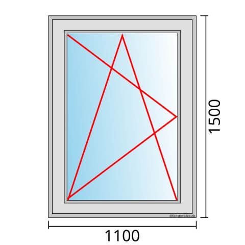 Einflügeliges Fenster 110x150 cm mit Dreh-Kipp-Links Öffnung