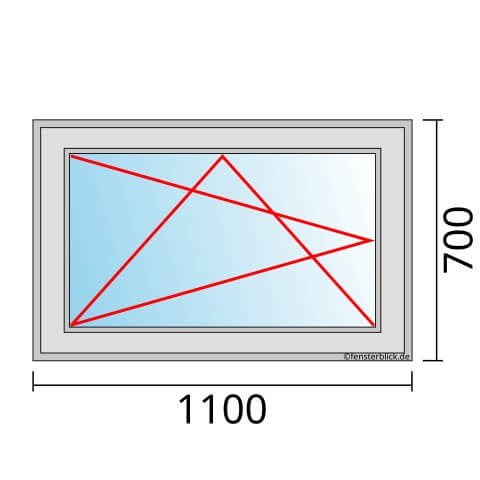 Einflügeliges Fenster 110x70 cm mit Dreh-Kipp-Links Öffnung