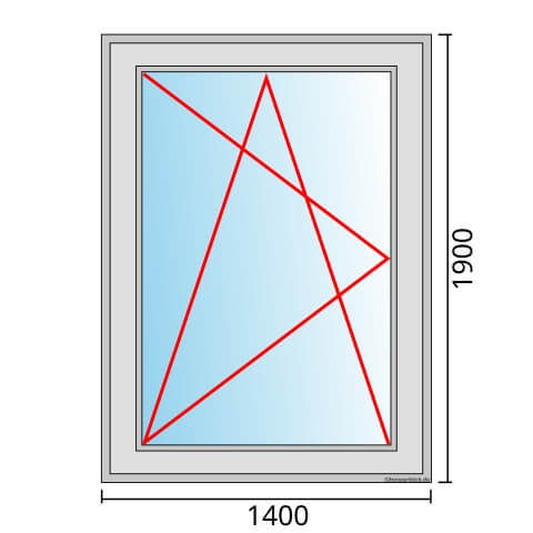 Einflügeliges Fenster 140x190 cm mit Dreh-Kipp-Links Öffnung