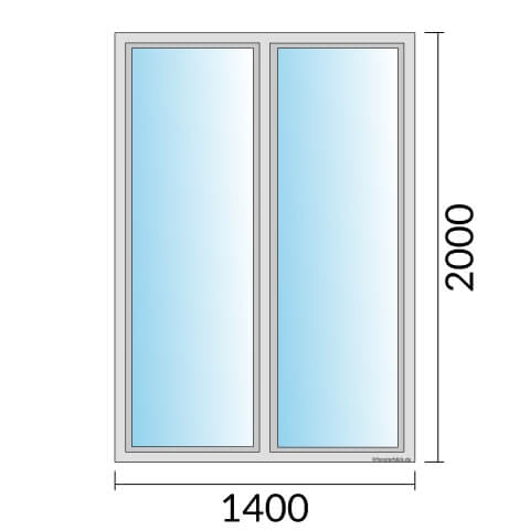 Zweiflügeliges Fenster 140x200 cm mit Festverglasung im Rahmen & mit Festverglasung im Rahmen