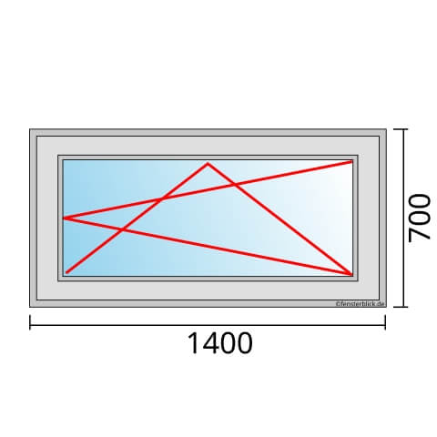 Einflügeliges Fenster 140x70 cm mit Dreh-Kipp-Rechts Öffnung