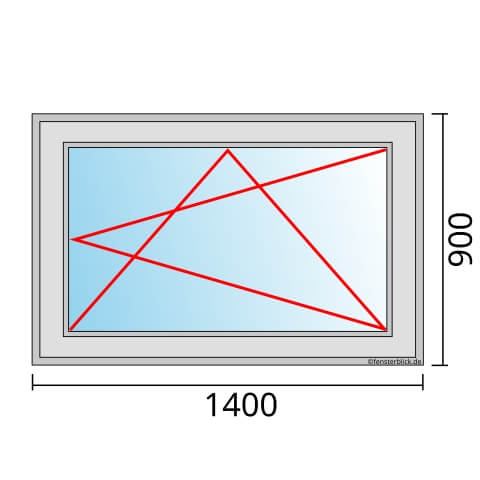 Einflügeliges Fenster 140x90 cm mit Dreh-Kipp-Rechts Öffnung